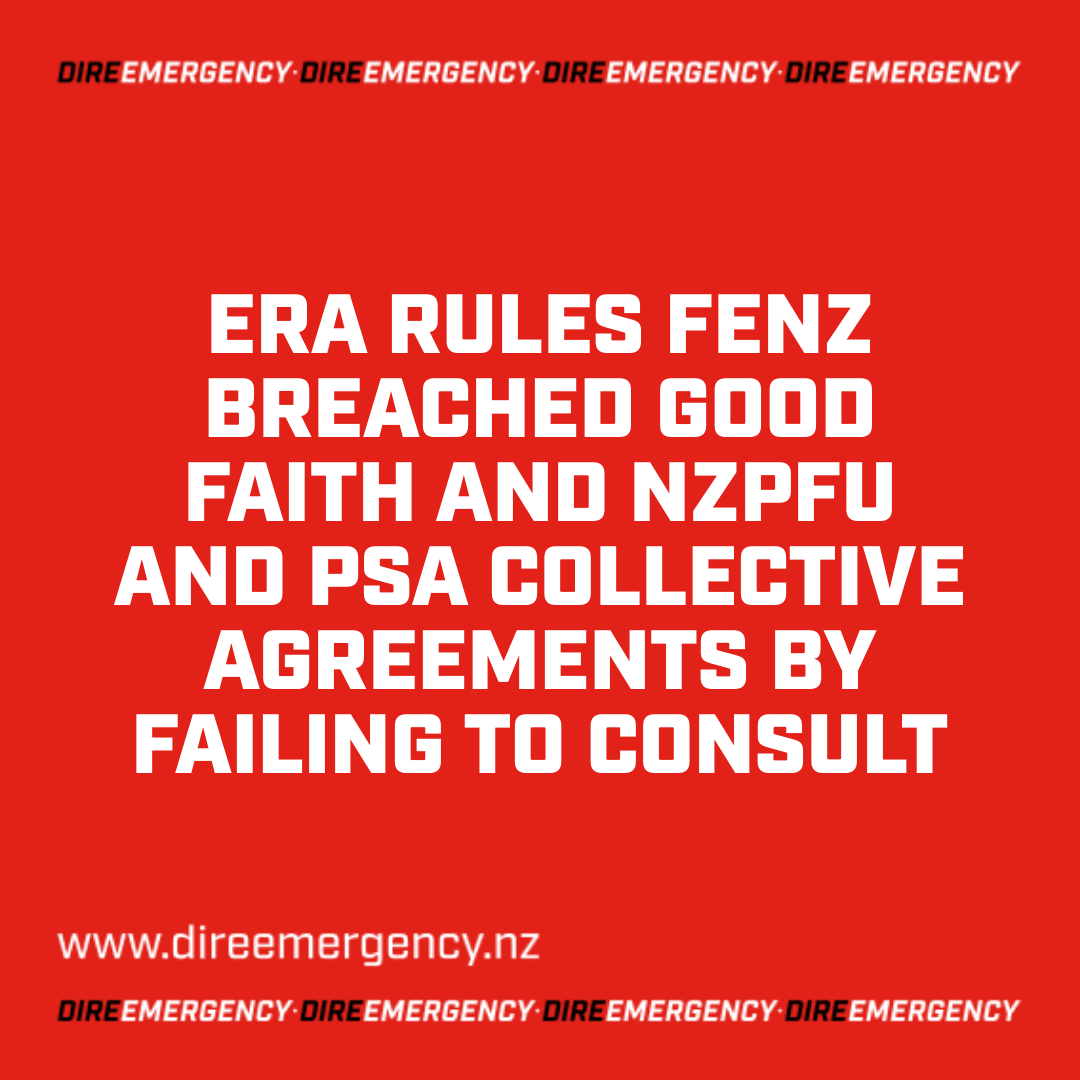 ERA RULES FENZ BREACHED GOOD FAITH AND NZPFU AND PSA COLLECTIVE AGREEMENTS BY FAILING TO CONSULT