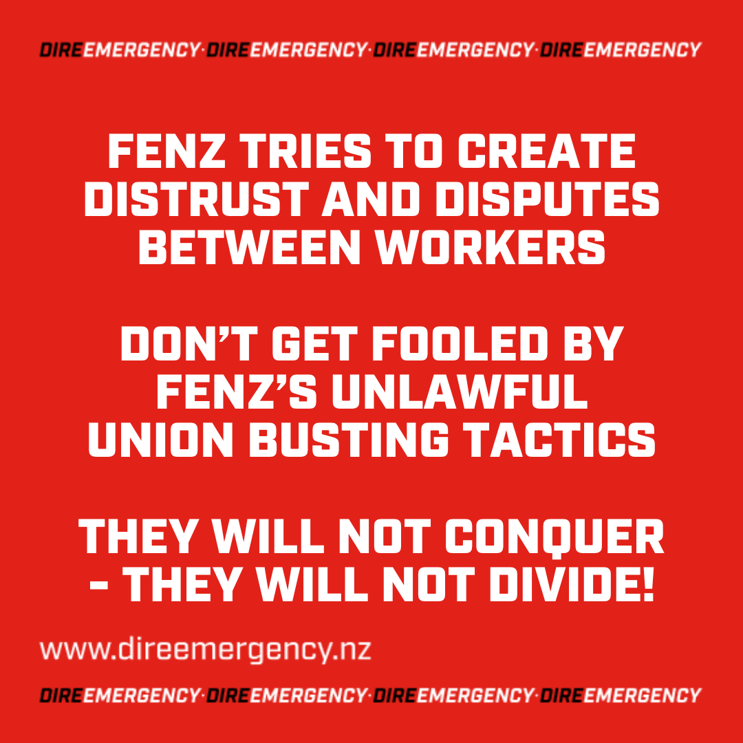FENZ TRIES TO CREATE DISTRUST AND DISPUTES BETWEEN WORKERS